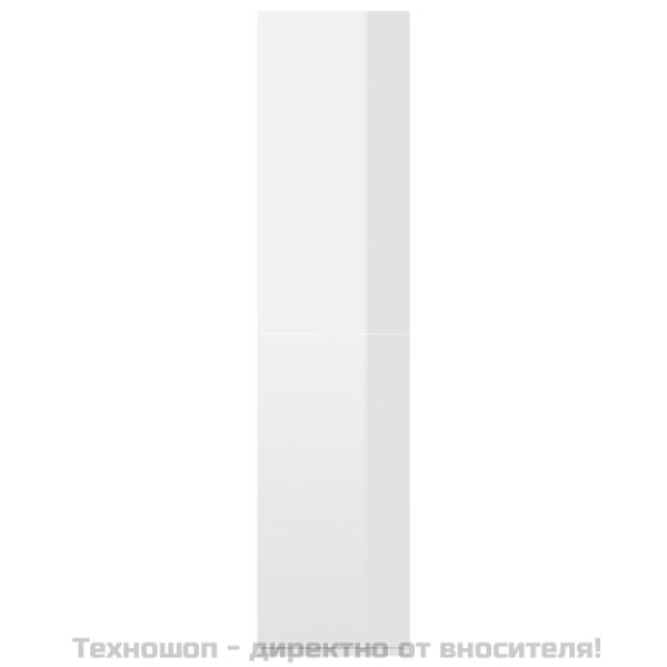 Библиотека/бюфет, бял гланц, 66x30x130 см, инженерно дърво
