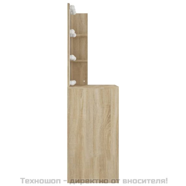 Тоалетка с LED, дъб сонома, 60x40x140 см