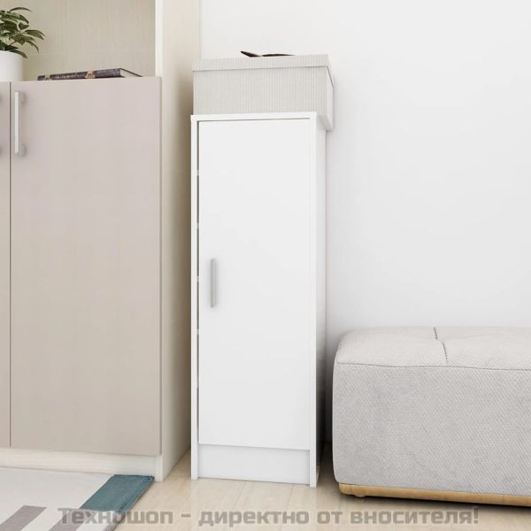 Шкаф за обувки, бял, 32x35x92 см, инженерно дърво