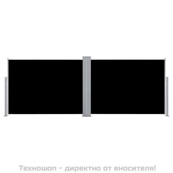 Прибираща се странична тента, черна, 100x1000 см