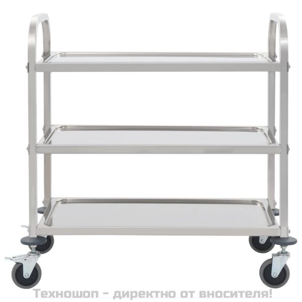 Кухненска количка с 3 рафта, 95x45x83,5 см, неръждаема стомана