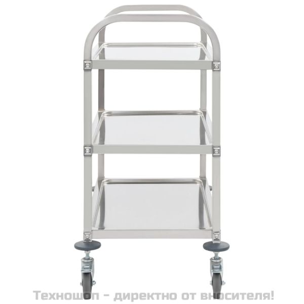 Кухненска количка с 3 рафта, 95x45x83,5 см, неръждаема стомана