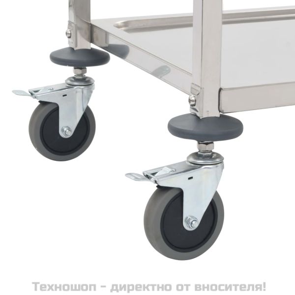 Кухненска количка с 3 рафта, 95x45x83,5 см, неръждаема стомана