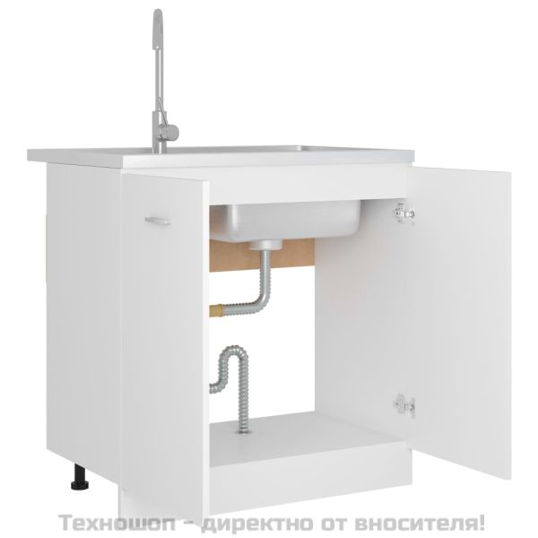 Долен шкаф за мивка "Lyon", бял, 80x46x81,5 см, инженерно дърво