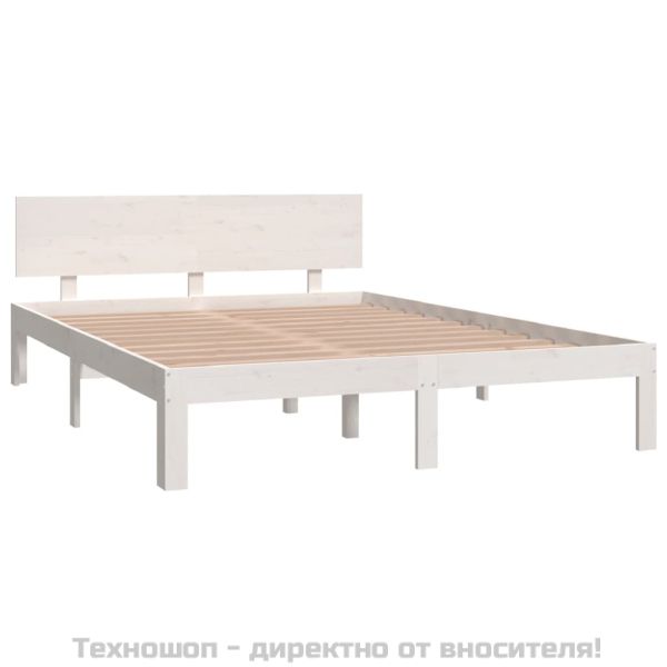 Рамка за легло, бяла, бор масив, 140х200 см