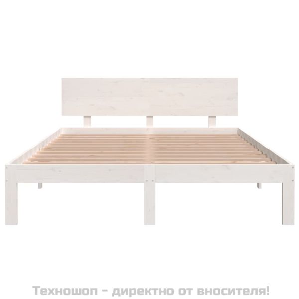 Рамка за легло, бяла, бор масив, 140х200 см