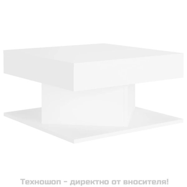 Маса за кафе, бяла, 57x57x30 см, инженерно дърво