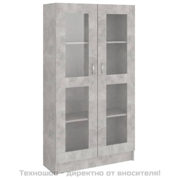 Шкаф витрина, бетонно сив, 82,5x30,5x150 см, ПДЧ