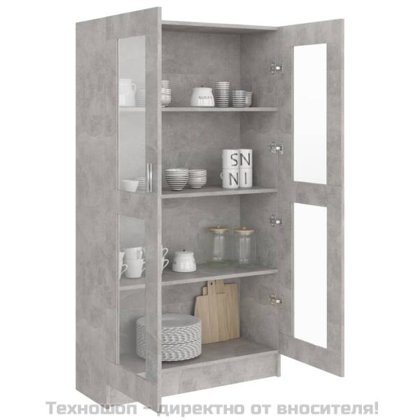 Шкаф витрина, бетонно сив, 82,5x30,5x150 см, ПДЧ