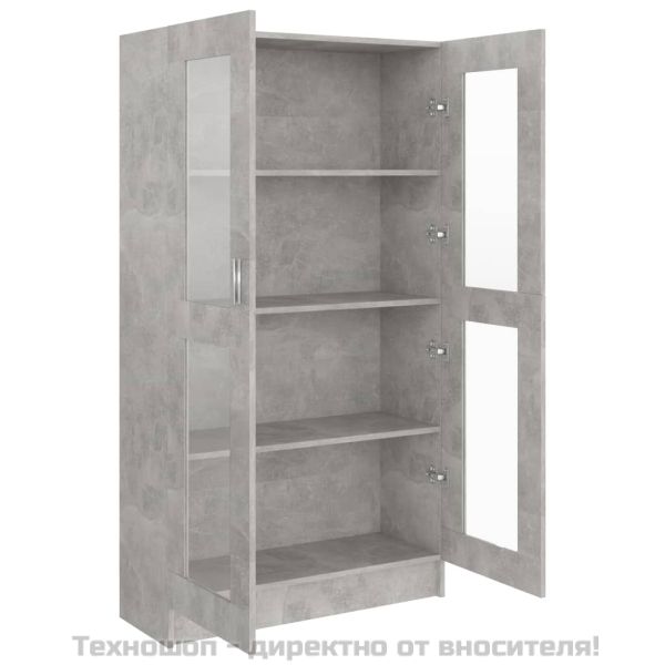 Шкаф витрина, бетонно сив, 82,5x30,5x150 см, ПДЧ