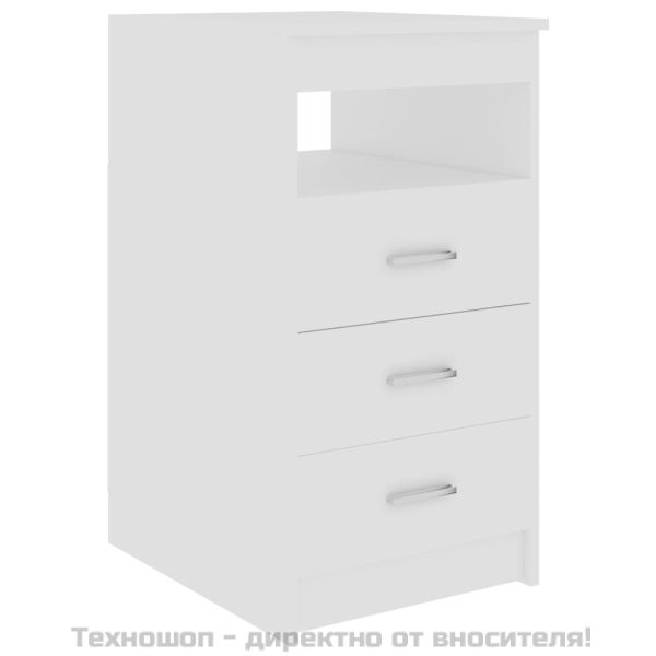 Шкаф с чекмеджета, бял, 40x50x76 см, инженерна дървесина