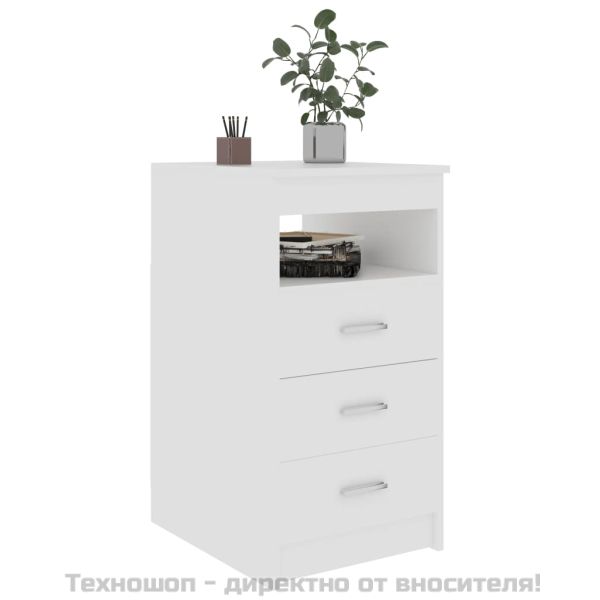 Шкаф с чекмеджета, бял, 40x50x76 см, инженерна дървесина
