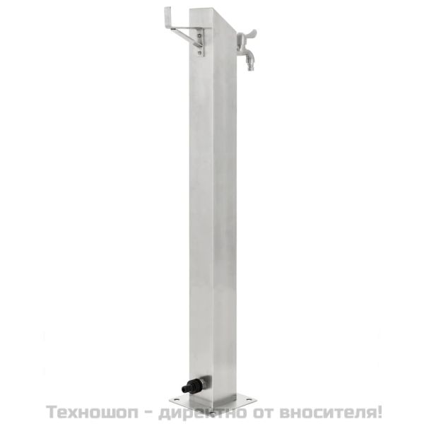 Градинска чешма, неръждаема стомана, квадратна колона, 95 см