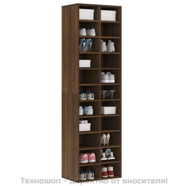 Шкаф за обувки, кафяв дъб, 54x34x183 см, инженерно дърво