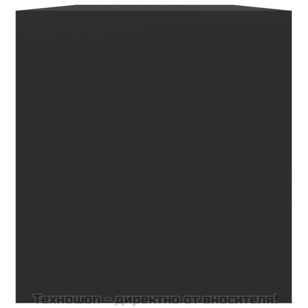 Шкаф за винилови плочи, черен, 71x34x36 см, инженерно дърво