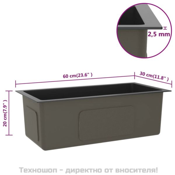 Ръчно изработена кухненска мивка, черна, неръждаема стомана