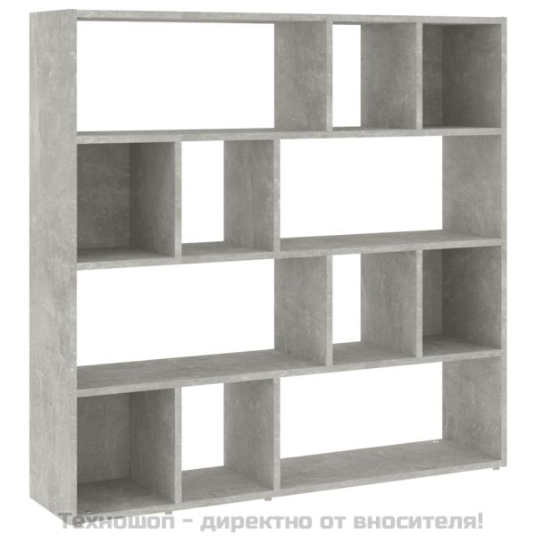 Библиотека/разделител за стая, бетонно сива, 105x24x102 см