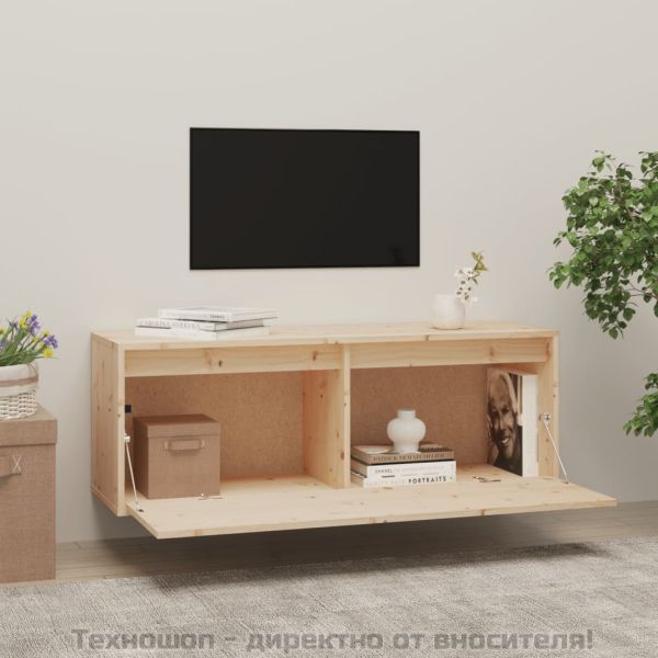 Стенен шкаф, 100x30x35 см, борово дърво масив