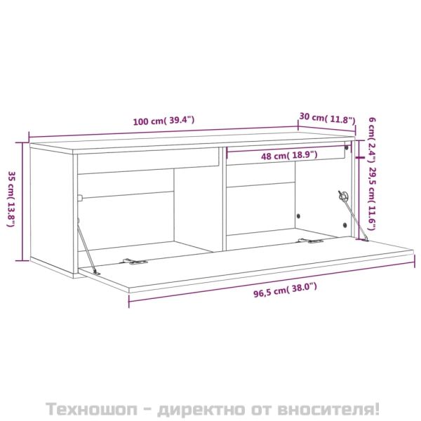 Стенен шкаф, 100x30x35 см, борово дърво масив
