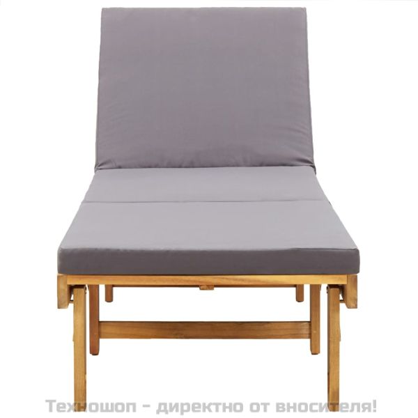 Сгъваем шезлонг с шалте, акациево дърво масив