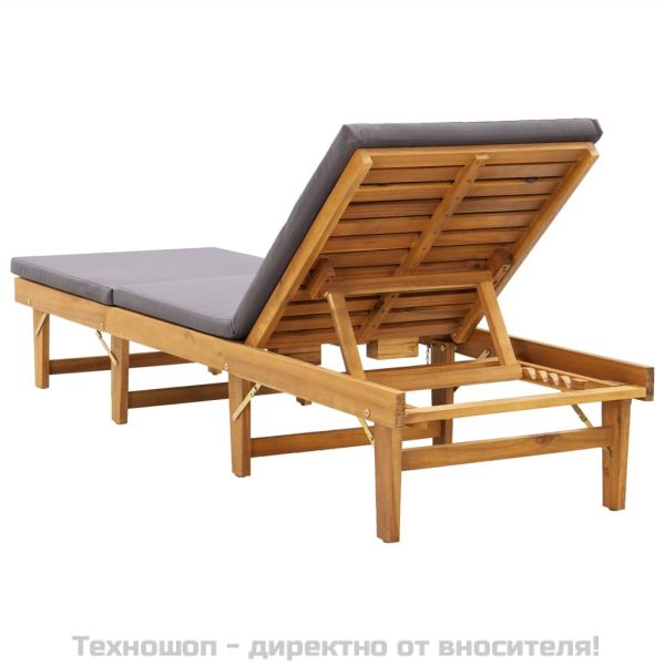 Сгъваем шезлонг с шалте, акациево дърво масив