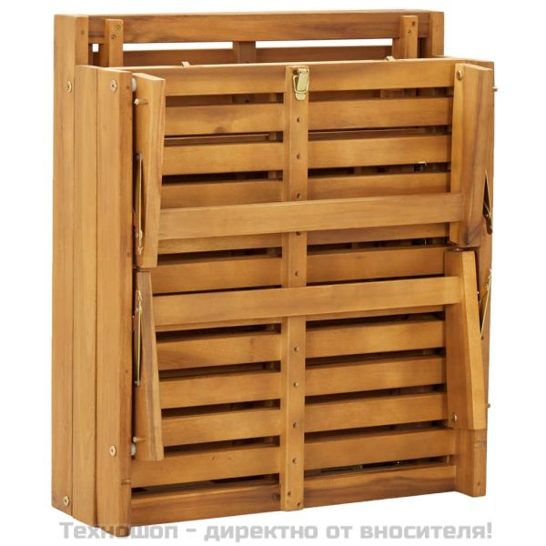 Сгъваем шезлонг с шалте, акациево дърво масив