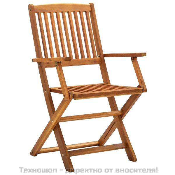 Сгъваеми градински столове, 4 бр, акация масив