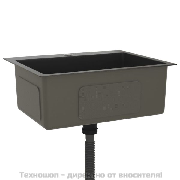 Ръчно изработена кухненска мивка, черна, неръждаема стомана