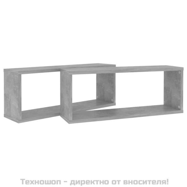 Стенни кубични рафтове, 2 бр, бетонно сиви, 60x15x23 см