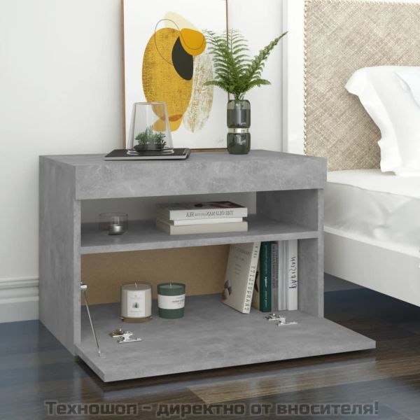 ТВ шкаф с LED осветление, бетонно сив, 60x35x40 см