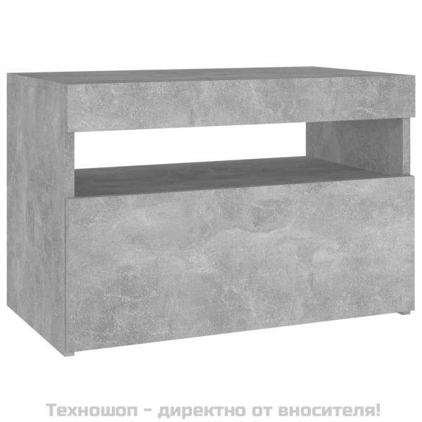 ТВ шкаф с LED осветление, бетонно сив, 60x35x40 см