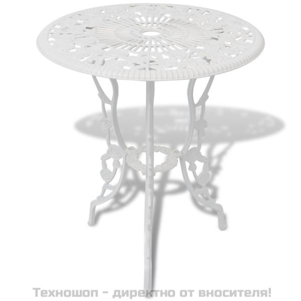 Бистро комплект, 3 части, лят алуминий, бял