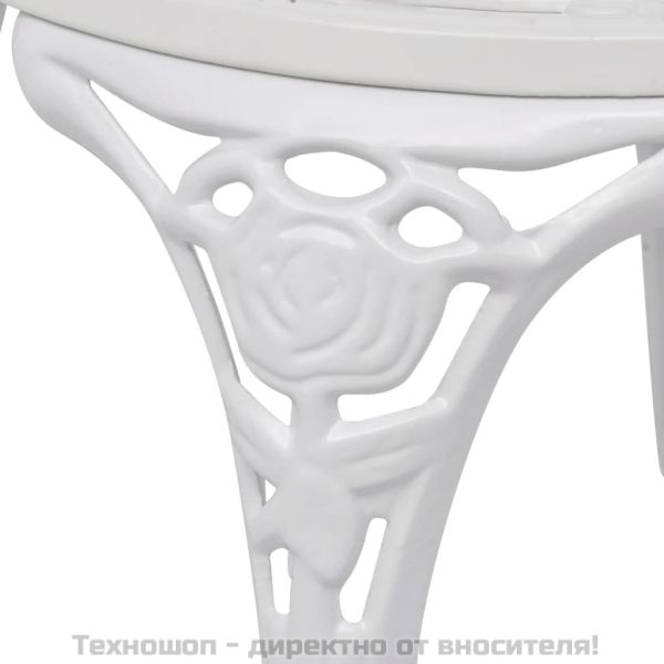 Бистро комплект, 3 части, лят алуминий, бял