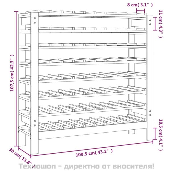 Поставка за вино 109,5x30x107,5 см масивна чамова дървесина
