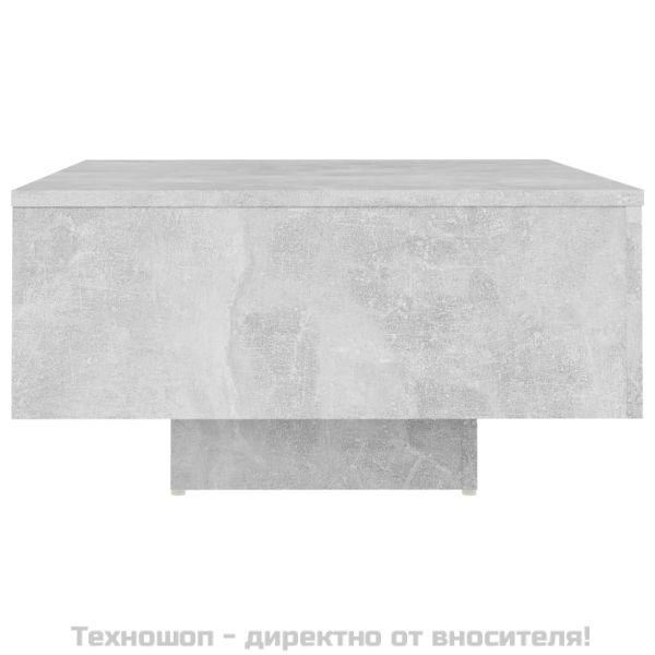 Маса за кафе, бетонно сива, 60x60x31,5 см, инженерно дърво