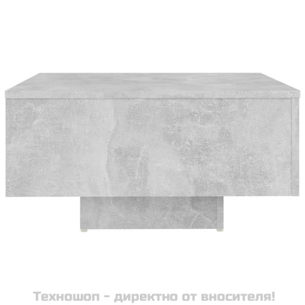 Маса за кафе, бетонно сива, 60x60x31,5 см, инженерно дърво