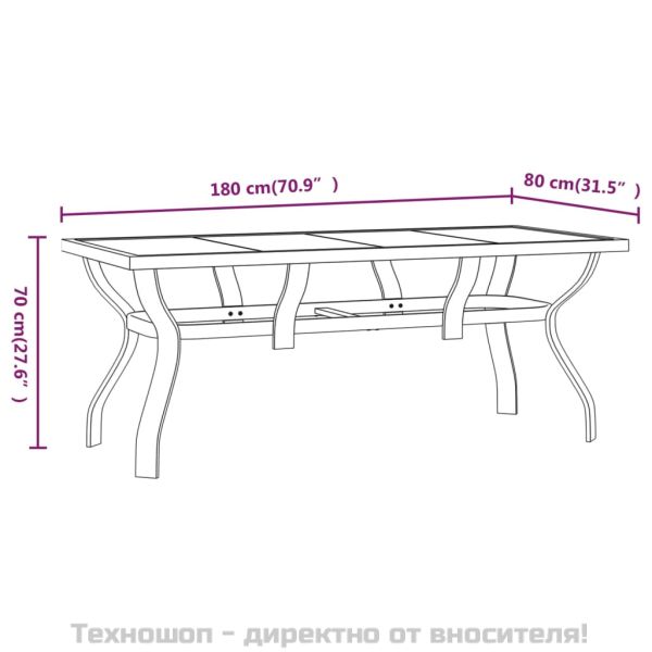 Градински трапезен комплект, 9 части, сиво и черно