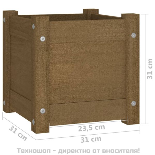 Градински сандък, меденокафяв, 31x31x31 см, бор масив