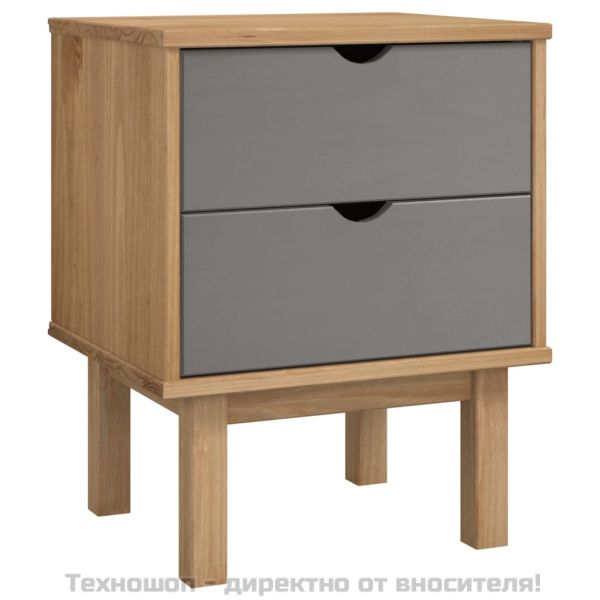 Нощно шкафче OTTA, кафяво и сиво, 45x39x57 см, бор масив