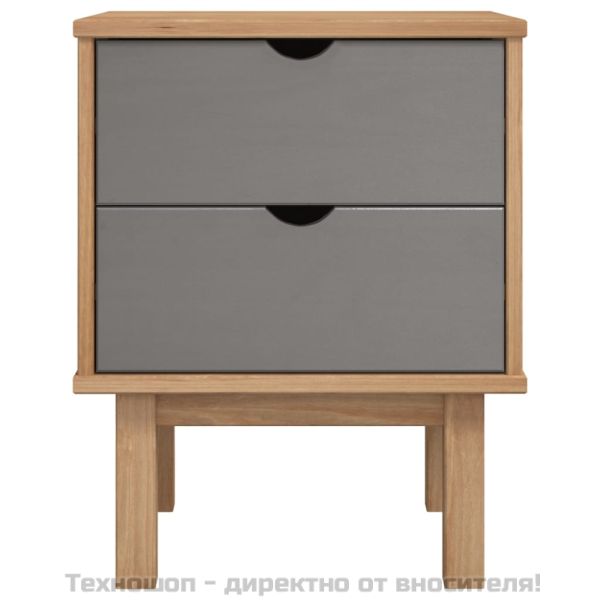 Нощно шкафче OTTA, кафяво и сиво, 45x39x57 см, бор масив