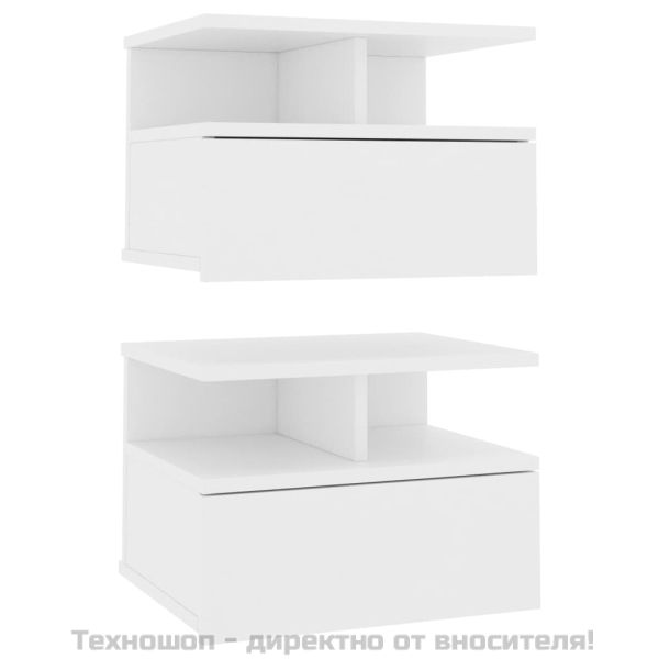 Нощни шкафчета за стена, 2 бр, бели, 40x31x27см инженерно дърво