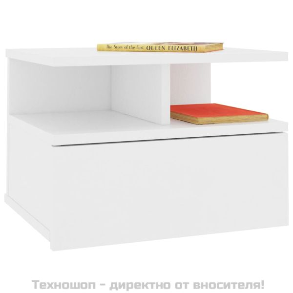 Нощни шкафчета за стена, 2 бр, бели, 40x31x27см инженерно дърво