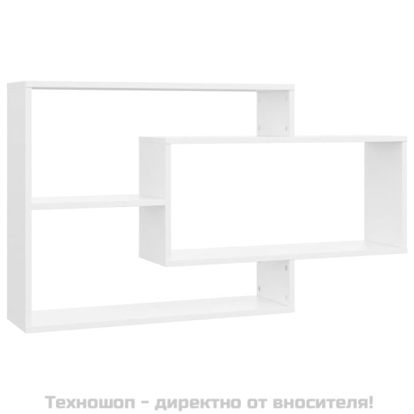 Стенни рафтове, бели, 104x20x58,5 см, инженерно дърво