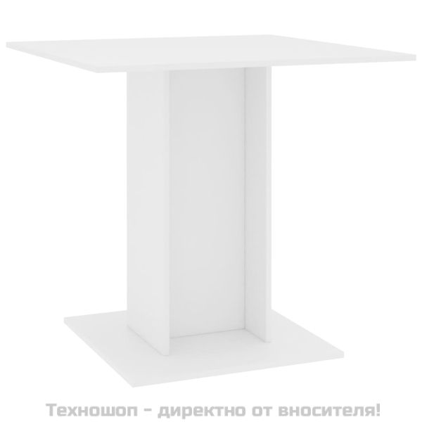 Трапезна маса, бяла, 80x80x75 см, инженерно дърво