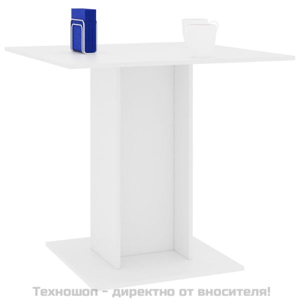 Трапезна маса, бяла, 80x80x75 см, инженерно дърво