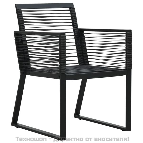 Градински трапезен комплект от 5 части, черeн, PVC ратан