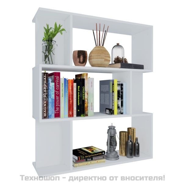 Библиотека/разделител за стая бяла 80x24x96 см инженерно дърво