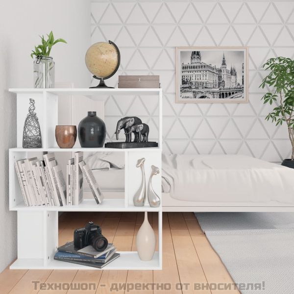 Библиотека/разделител за стая бяла 80x24x96 см инженерно дърво