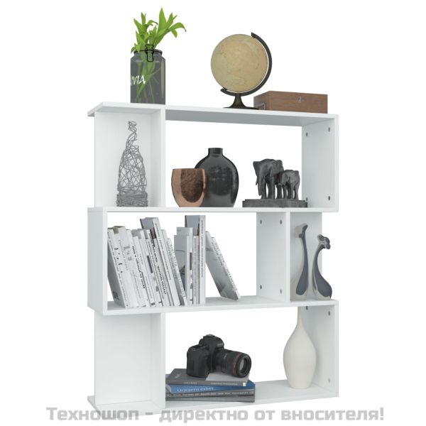 Библиотека/разделител за стая бяла 80x24x96 см инженерно дърво