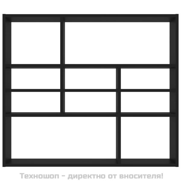 Стенен рафт, черен, 90x16x78 см, инженерно дърво